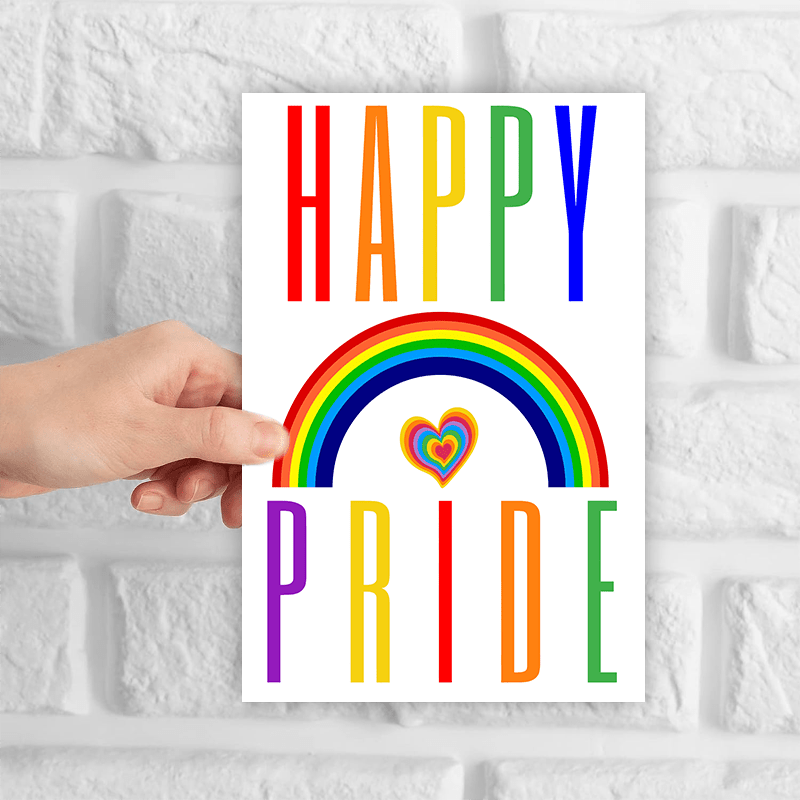 1pc, Happy Pride Rainbow Printable Greeting Cards, Lgbtq Plus Greeting 