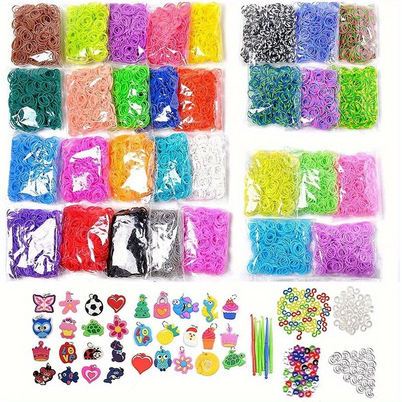 

4000-6300pcs Colorful Plastic Bands Diy Bracelet Making Kit, Loom Bands Set With Charms, Beads, Hooks For Creative Weaving, For Jewelry Crafting