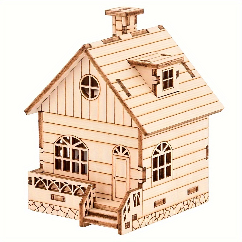 

1pc Enchanting Wooden House Craft Puzzle: Ideal For Festive And Birthday Gifting!