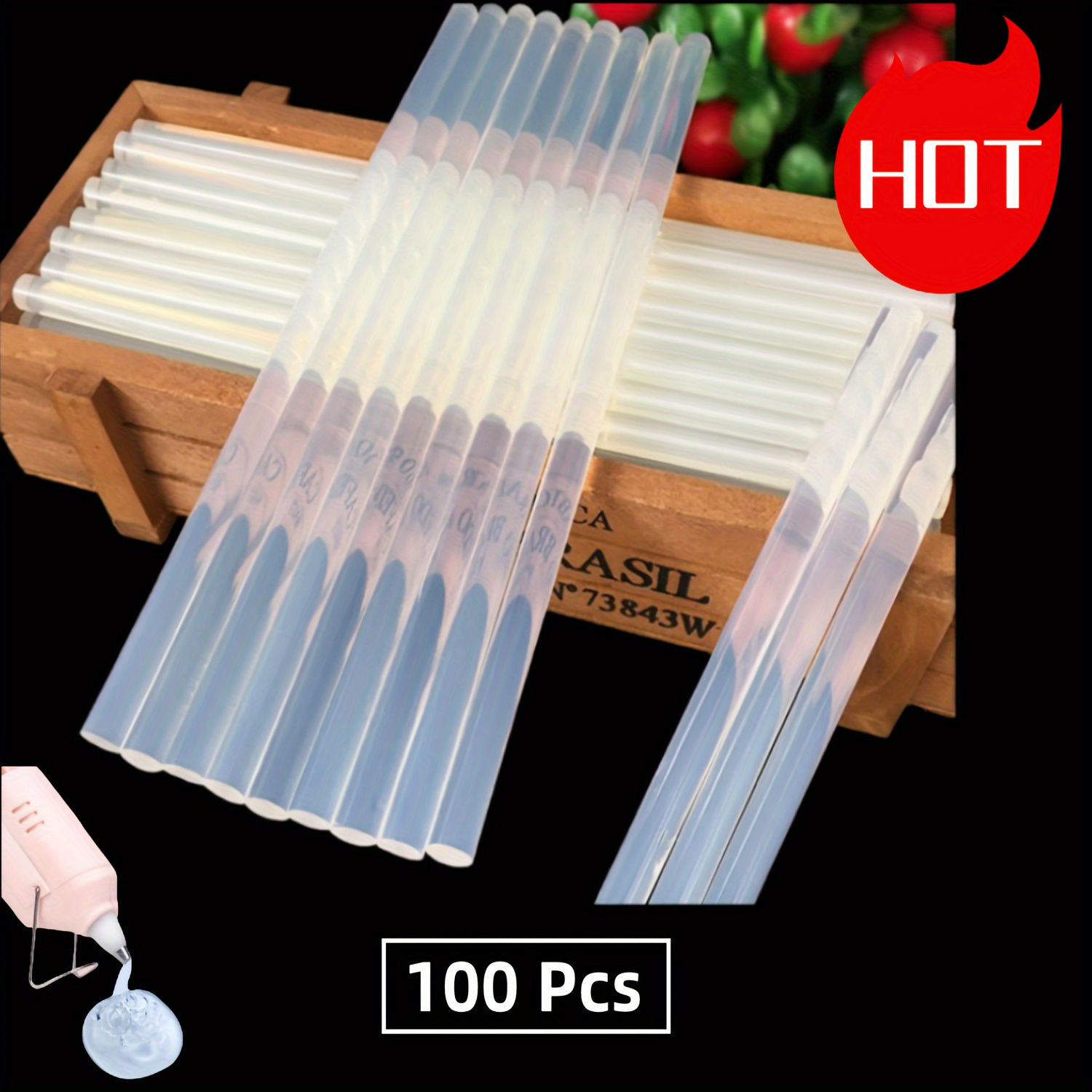 

100-piece Mini Hot Melt Glue Sticks - Ultra Clear, Strong & Non-toxic For Diy Crafts, Compatible With Most Glue Guns, Odorless & Smokeless