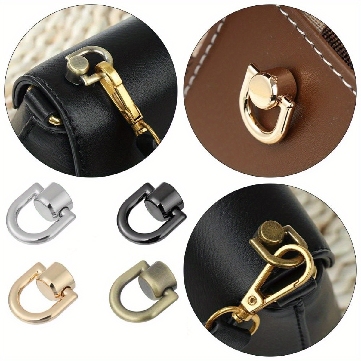 

6pcs Metal Bag Rivet Studs - Handbag Belt Buckles & Leather Craft Accessories, Tong Snap Hardware For Luggage