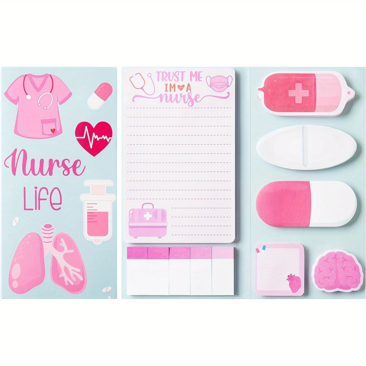 

550 Sheets Pink Nurse Notes Set, Cute Medical Self-stick Notes Pads Memo Page Small Gift For Nursing School Student Women Girls Friends Supplies