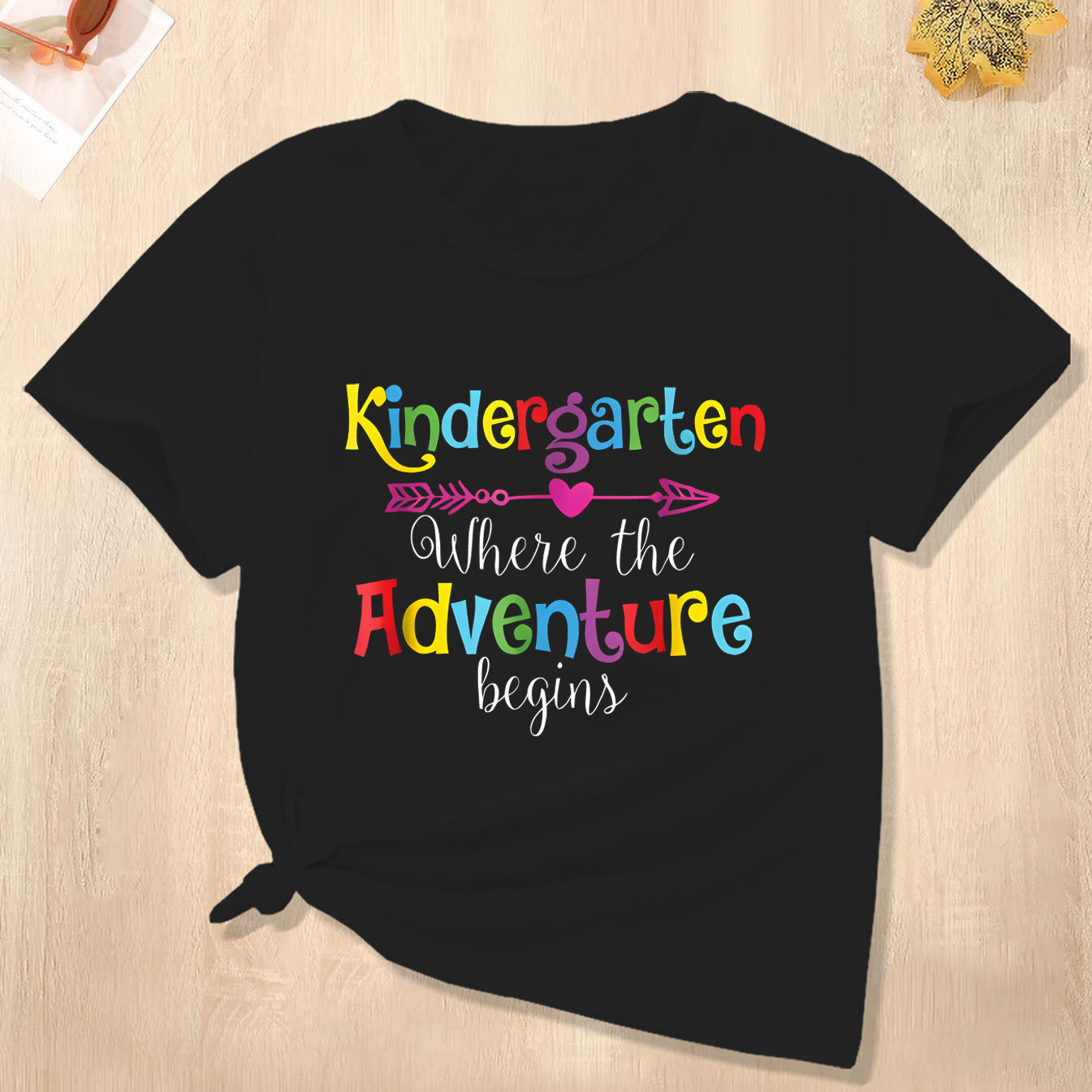 

Kindergarten Adventure Print Tee, Girls Casual & Comfy Crew Neck Short Sleeve T-shirt For Spring & Summer, Girls Clothes For Everyday Activities