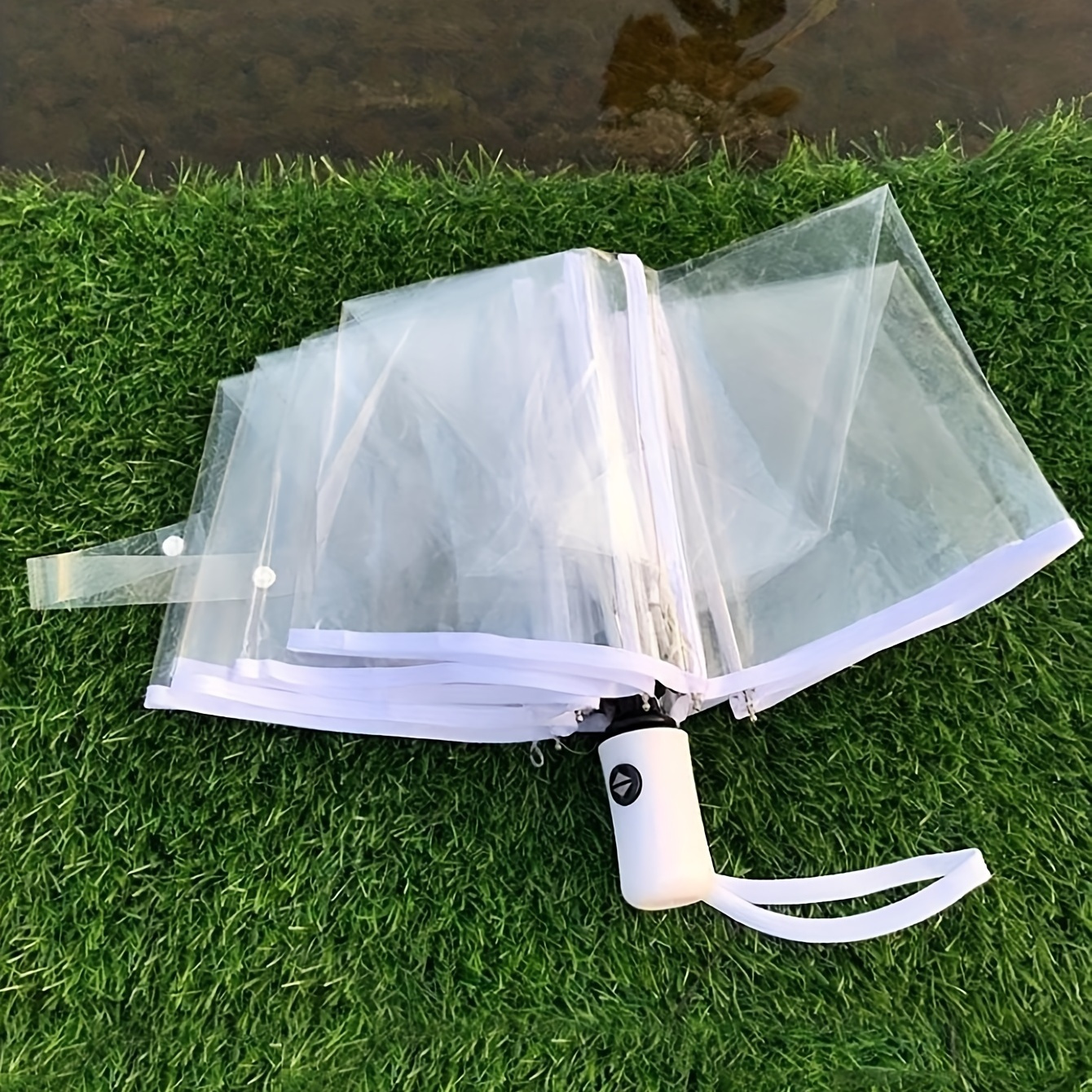 

Automatic Transparent Folding Umbrella, Casual Durable Lightweight Portable Umbrella For Men & Women