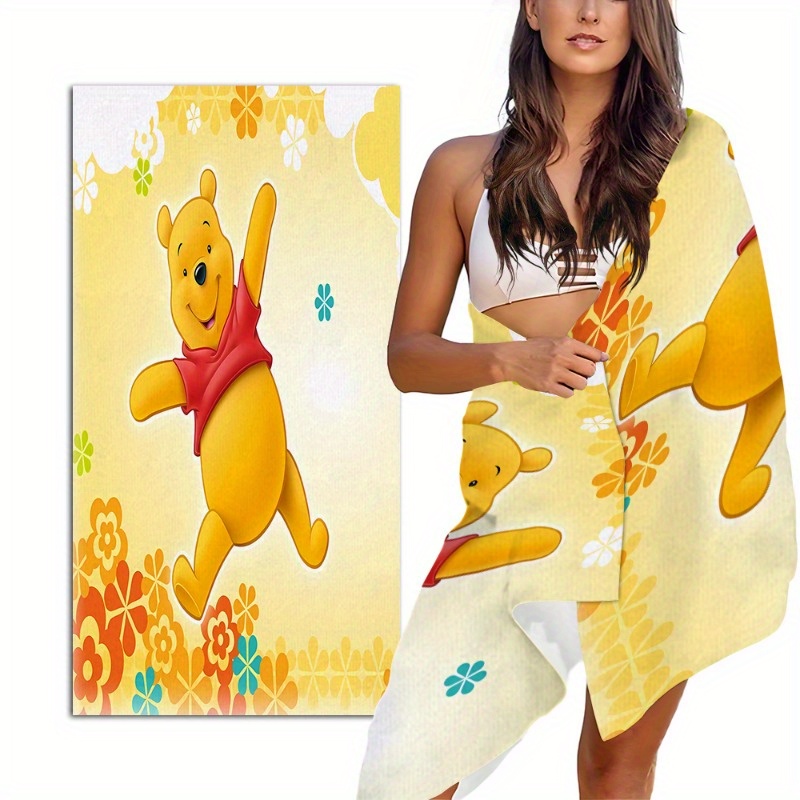 

1pc Disney Cartoon Printed Towel, Color Bath Towel, Absorbent Rectangular Beach Towel, Microfiber Quick Drying Towel - 2 Different Sizes