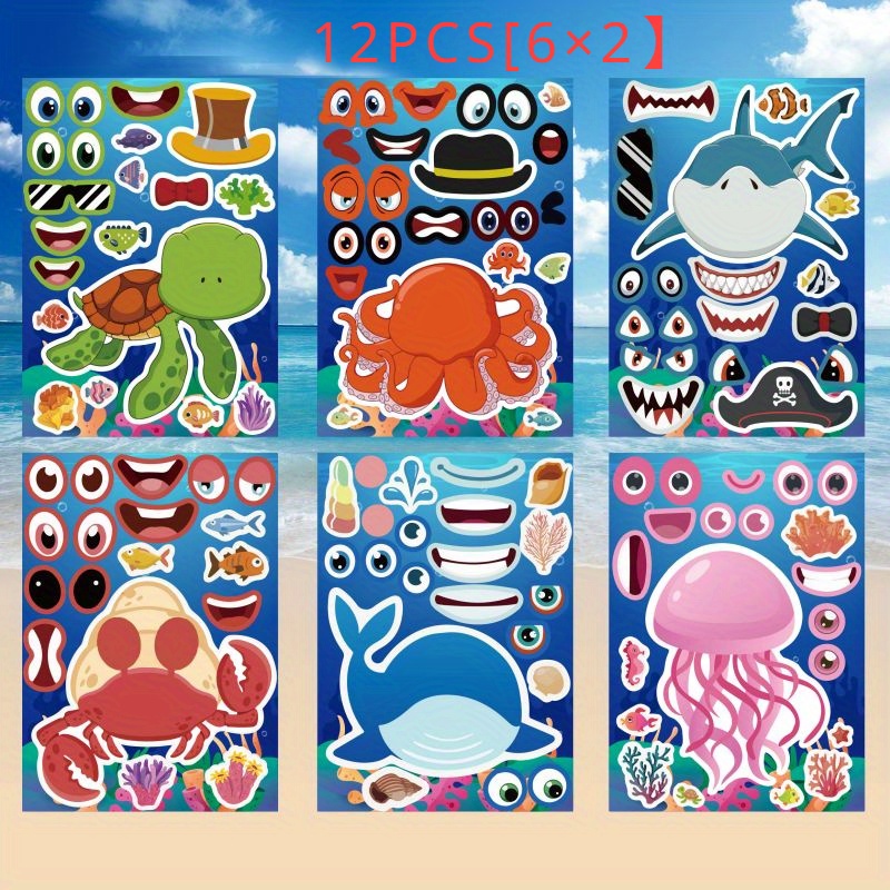 Image of Set Of 12 Cartoon Animal Stickers For, Perfect For Decorating Birthday Parties