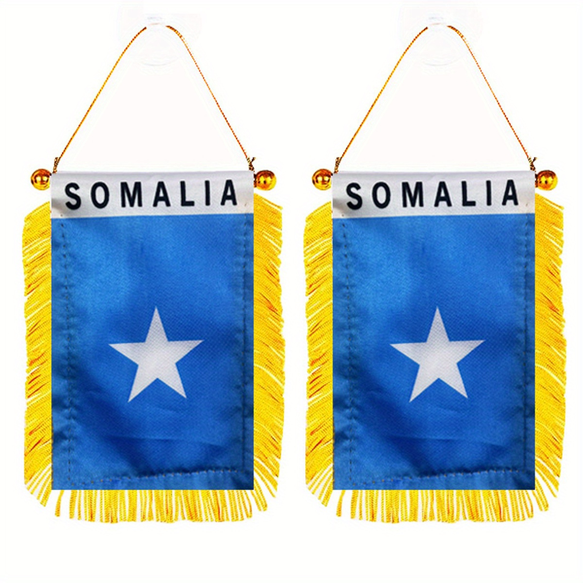 

2pcs Somalia Window Hanging Flag 3x4 Inch/8x12cm Double Side Mini Flag Banner Car Mirror Decor Fringed Hanging Flag With Suction Cup