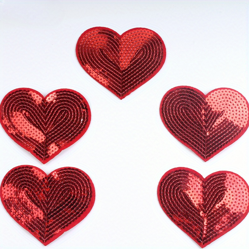 

5pcs Red Sequined Iron-on Patches, 2.76" X 3.35", Diy For , , , &