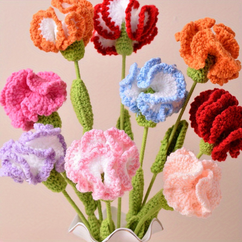 Handmade Crochet Carnation Artificial Flower Bouquet - Temu United Kingdom