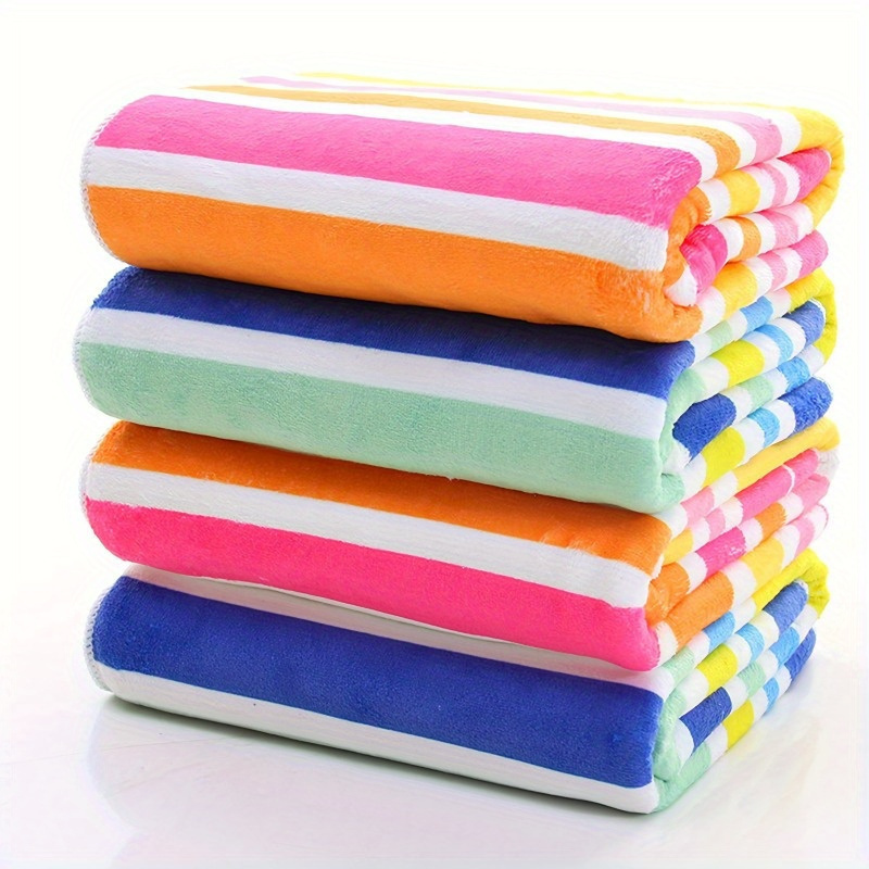 

Striped Bath Towel Set, Towels For Bathroom, Quick Dry, Lightweight, Highly Absorbent, Soft Feel For Shower, Pool, Spa, Gym, Bath Towel For Daily Use, Bathroom Supplies, Housewarming Gift