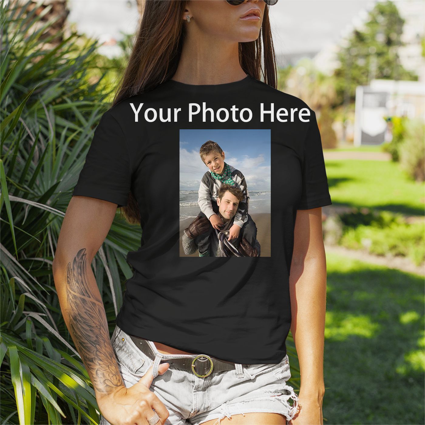 

Customized Photo Print T-shirt, Casual Short Sleeve Crew Neck T-shirt For , Women's Clothing