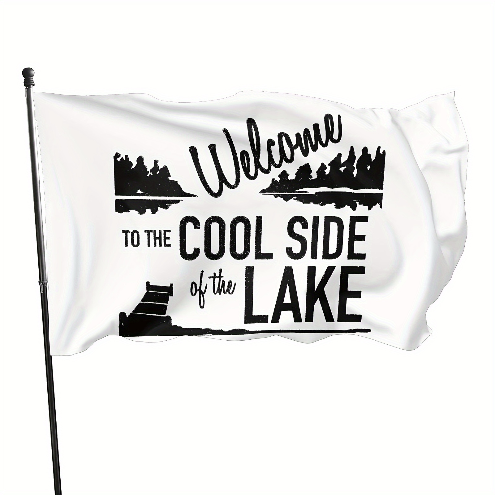

Vibrant 'welcome To The Lake' Flag - 3x5 Ft, Durable Polyester With Brass Grommets, Single-sided Print For Indoor/outdoor Decor