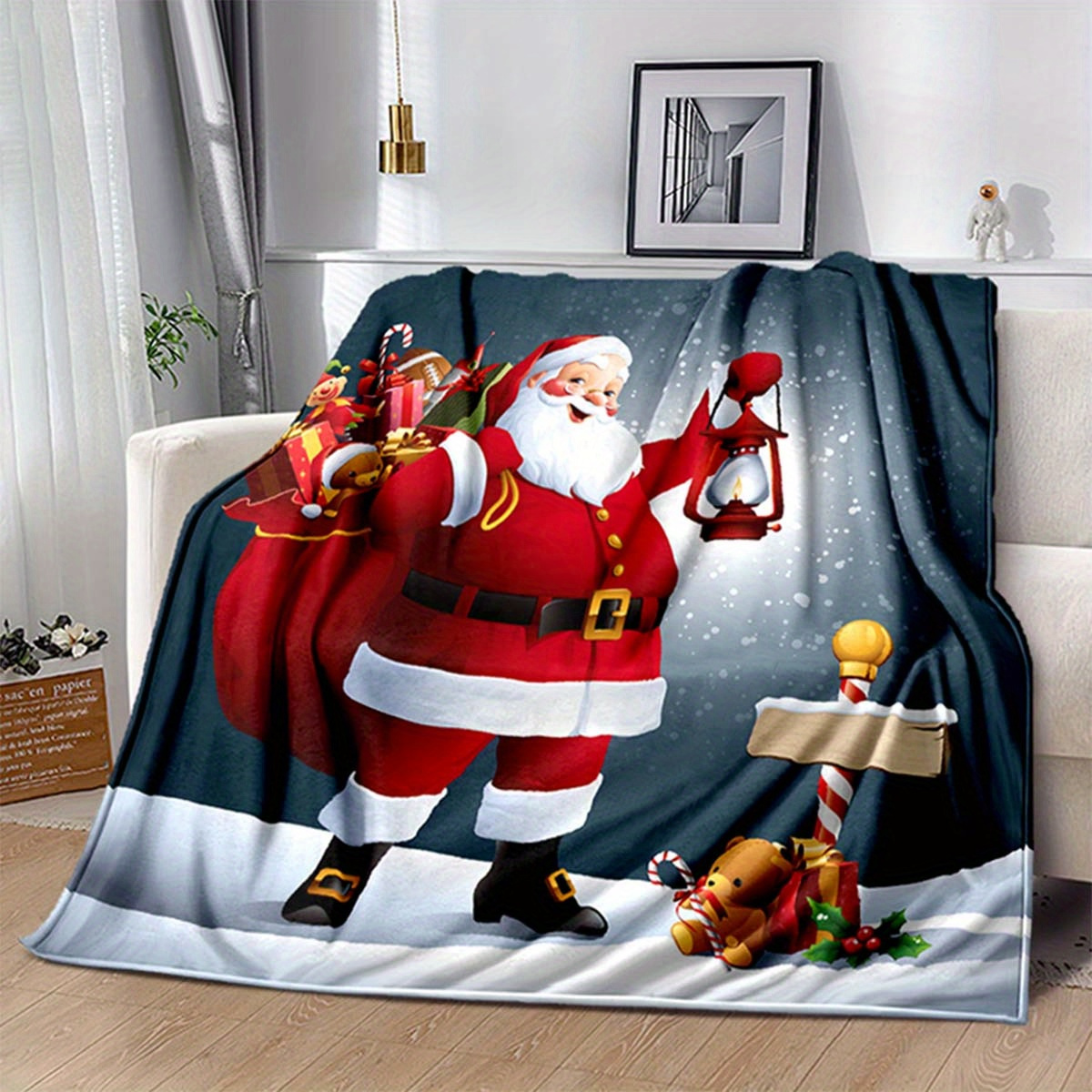 

3d Merry Christmas Santa Soft Flannel Throw Blanket For Living Room Bedroom Bed Sofa Picnic Cover Decor Napping Couch Chair Cover