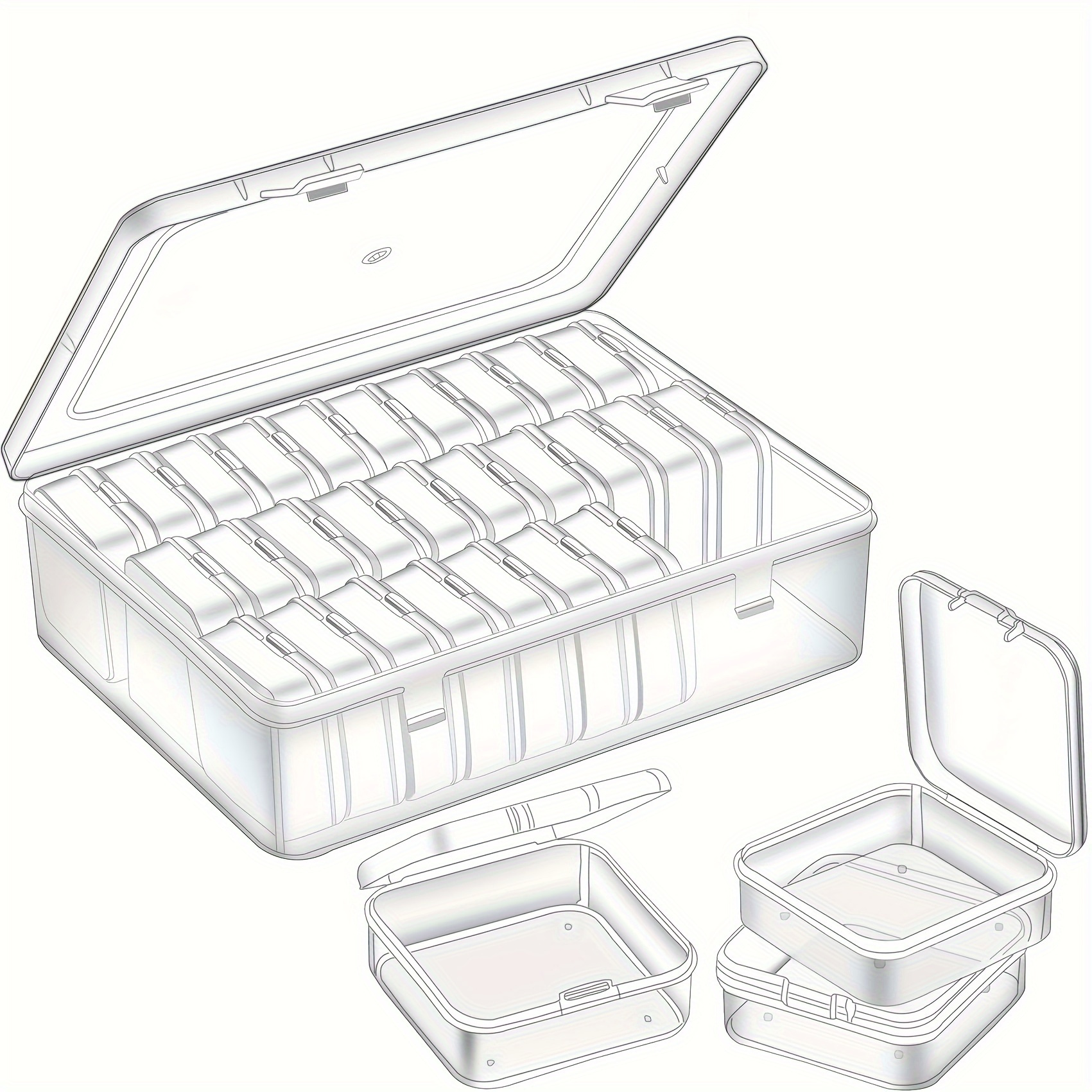 

30-piece Clear Plastic Storage Box Set For Jewelry & Accessories - Portable, Multifunctional Organizer With Bead Compartments & Small Item Storage - Ideal For Diy Crafts