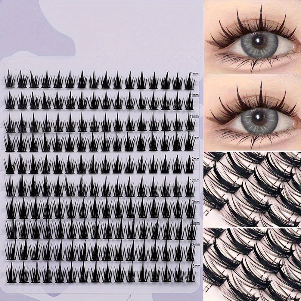 

160 Pcs Wheat-ear Shape False Eyelashes, Fine Stem Diy , Comic Eyelash For Look