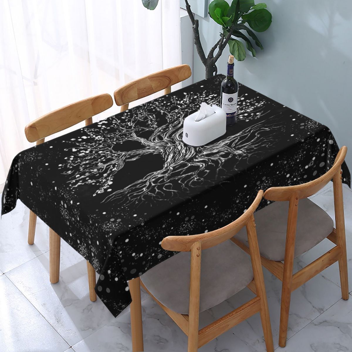 

Tree Of Life Rectangular Tablecloth - Stain-resistant, Washable Microfiber For Kitchen & Dining Room Decor, & Holiday Gifts