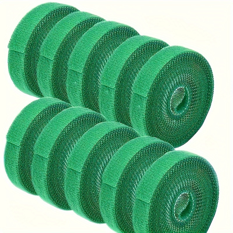 

10pcs Green Nylon Floral Tapes & Wraps - Reusable Adjustable Plant Cable Ties For Efficient Growth, Strong Handle, 39.4 Inches/roll