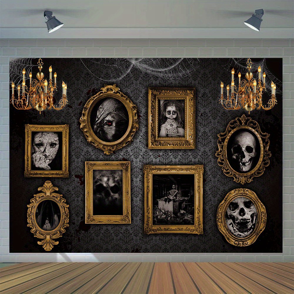 

1pc, Halloween Photography Backdrop, Vinyl, Gothic Horror Photo Frame Spider Web Pattern, Spooky Home Wall Banner Decoration, Halloween Night Party Supplies Studio Photo Booth Props