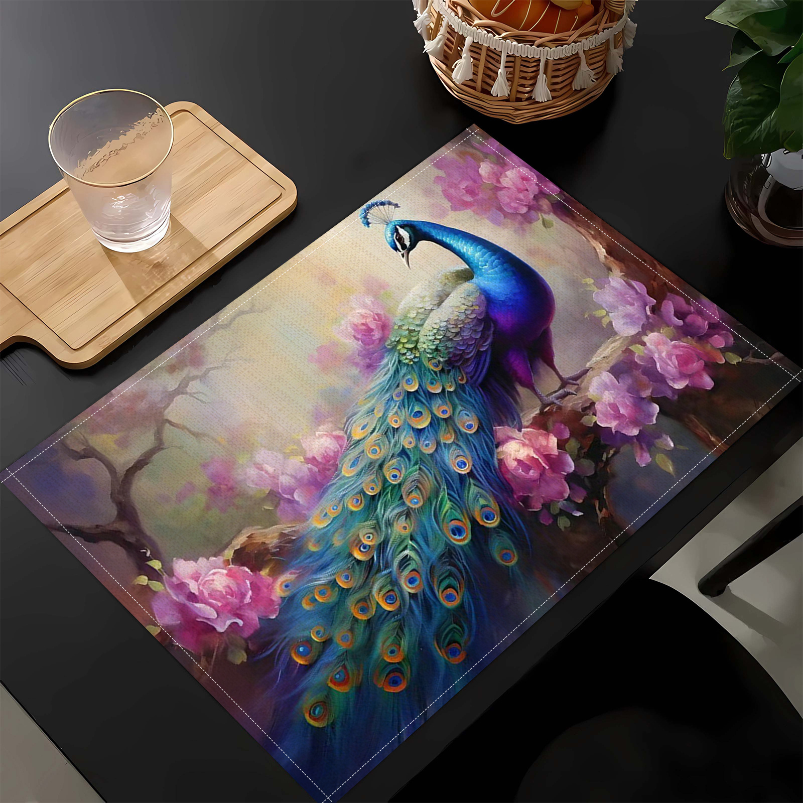 

4 Pieces Of Minimalist And Stylish Peacock-themed Printed Placemats, Couples Dining . Are Heat-resistant, Easy To Care For, , And Easy To Decor Items, Ideal For Table Decoration.