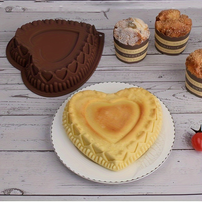 

1pc Silicone Heart Shaped Cake Pan, Mold, 5.9''x5.3'' Oven Safe Kitchen Gadget For New Year Celebration