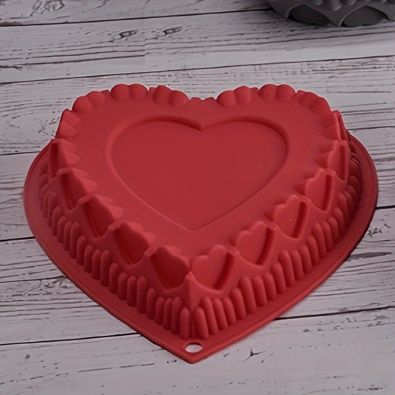 TEMU 1pc Silicone Heart Shaped Cake Pan, Mold, 5.9''x5.3'' Oven Safe Kitchen Gadget For New Year Celebration