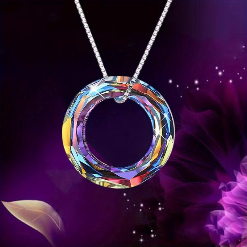 

1pc Retro And Fashion Circular Glass Pendant Necklace, Versatile Accessories For Birthdays, Anniversaries, And Graduation Christmas Gifts