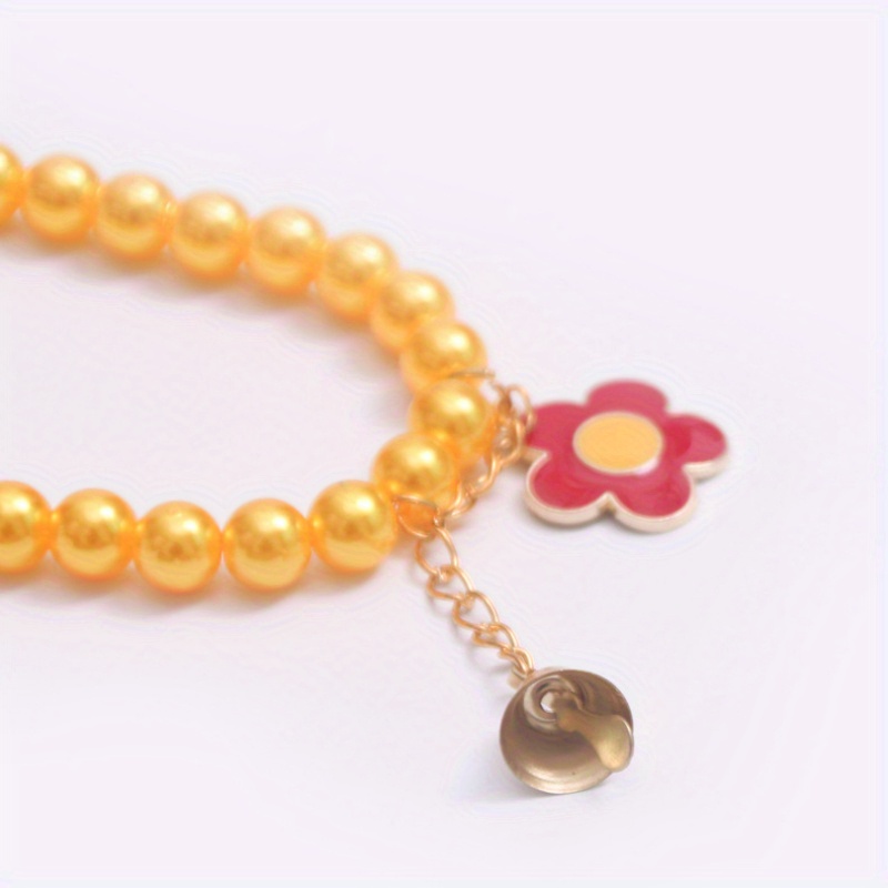 floral charm pearl pet collar bell pendant plastic Temu