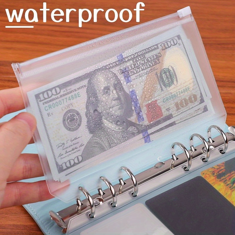 Pvc A6 Binder Pockets Zipper 6 Holes Clear Cash Envelopes Temu