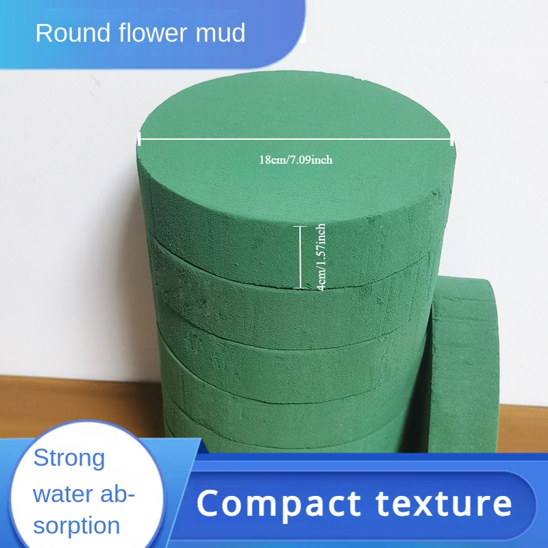 

18cm Round Flower Mud Cylindrical Flower Mud Round Packaging Materials Dry Flower Mud Flower Mud Water Absorption Strong Flower Texture Compact Flower Mud