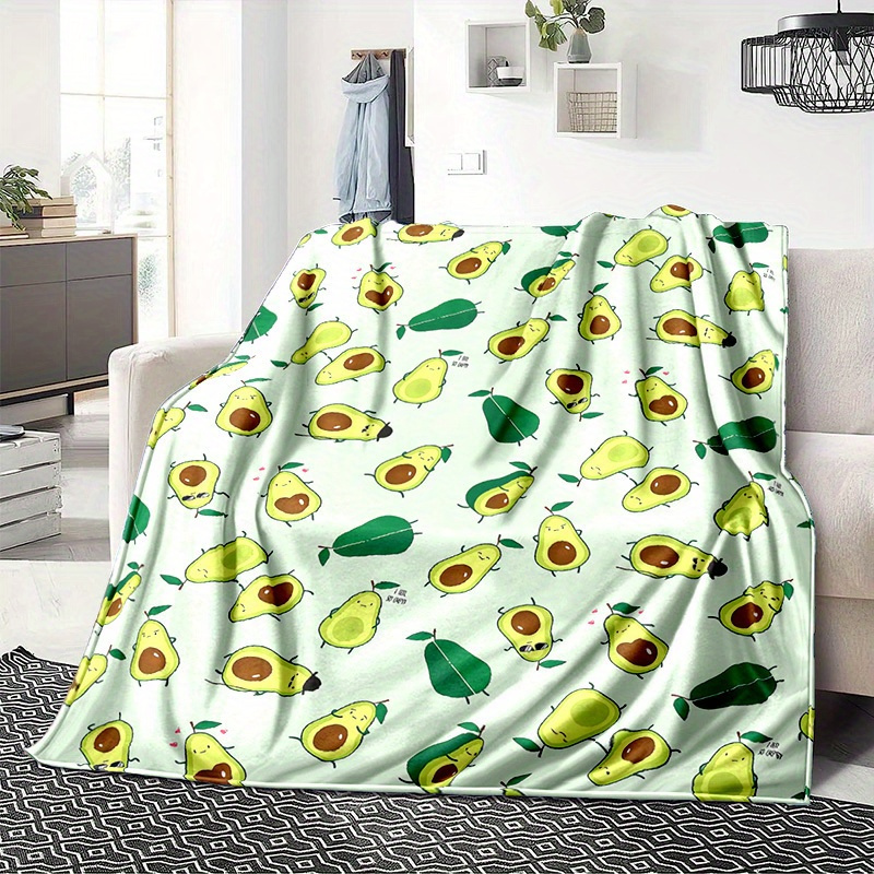

Soft & Cozy Avocado Print Throw Blanket - Lightweight, Durable Flannel For Sofa, Bed, Travel, Camping - Perfect Gift Idea