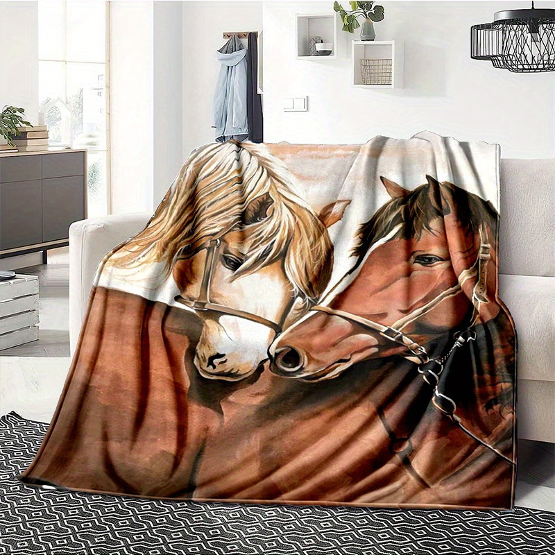 

Ultra-soft Horse Print Throw Blanket - Lightweight, Durable Flannel For Couch, Bed, Travel & Camping | Cozy & Warm Gift Idea Flannel Blanket Trippy Flannel Blanket