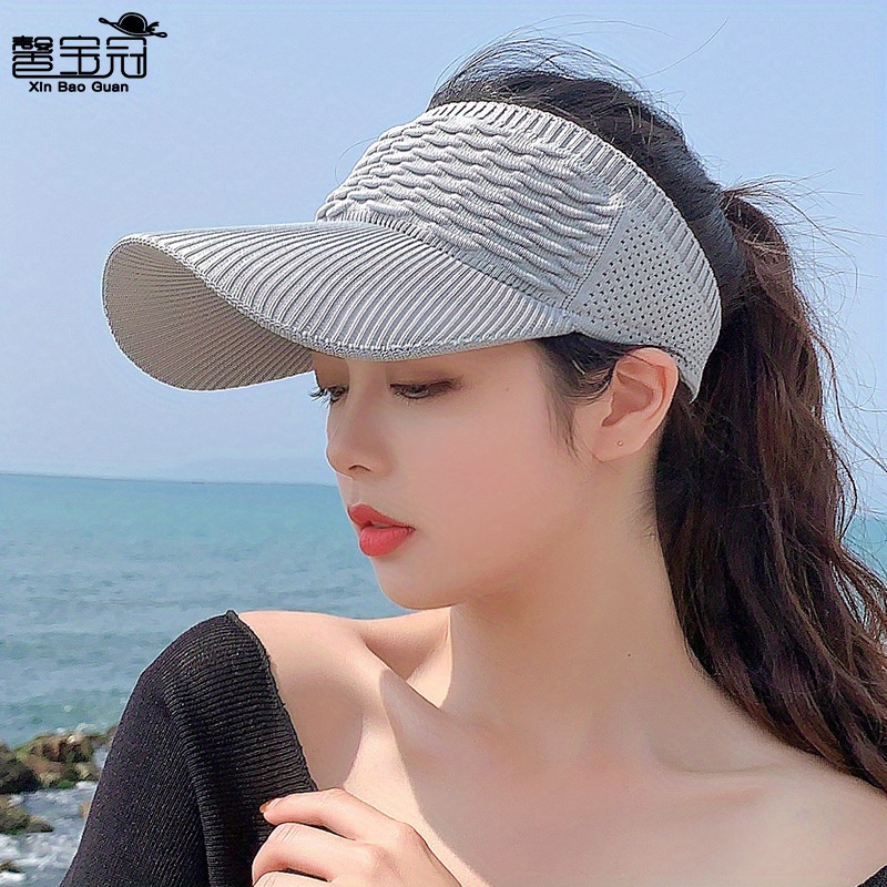 

Breathable Visor Sun Hat, Uv Protection Empty Top Sports Cap, Adjustable Headband, Summer Outdoor Beach Hat For Women
