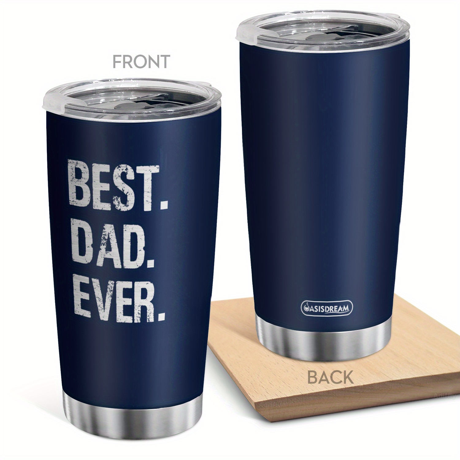 

1pc Best Dad Ever Water Cup Insulated Travel Mug Stainless Steel 20oz Coffee Mugs With Lid Double Wall Vacuum Cup Gift For Dad On Father's Day Christmas