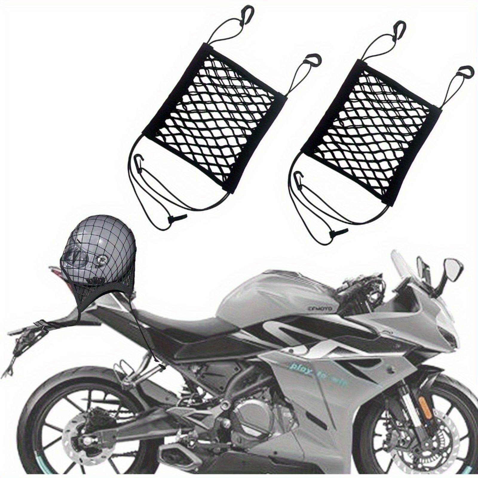 

Upgrade Cargo Net For Motorcycle Helmet Storage, 11"x9.8" High-elastic Double Layer Bungee Net