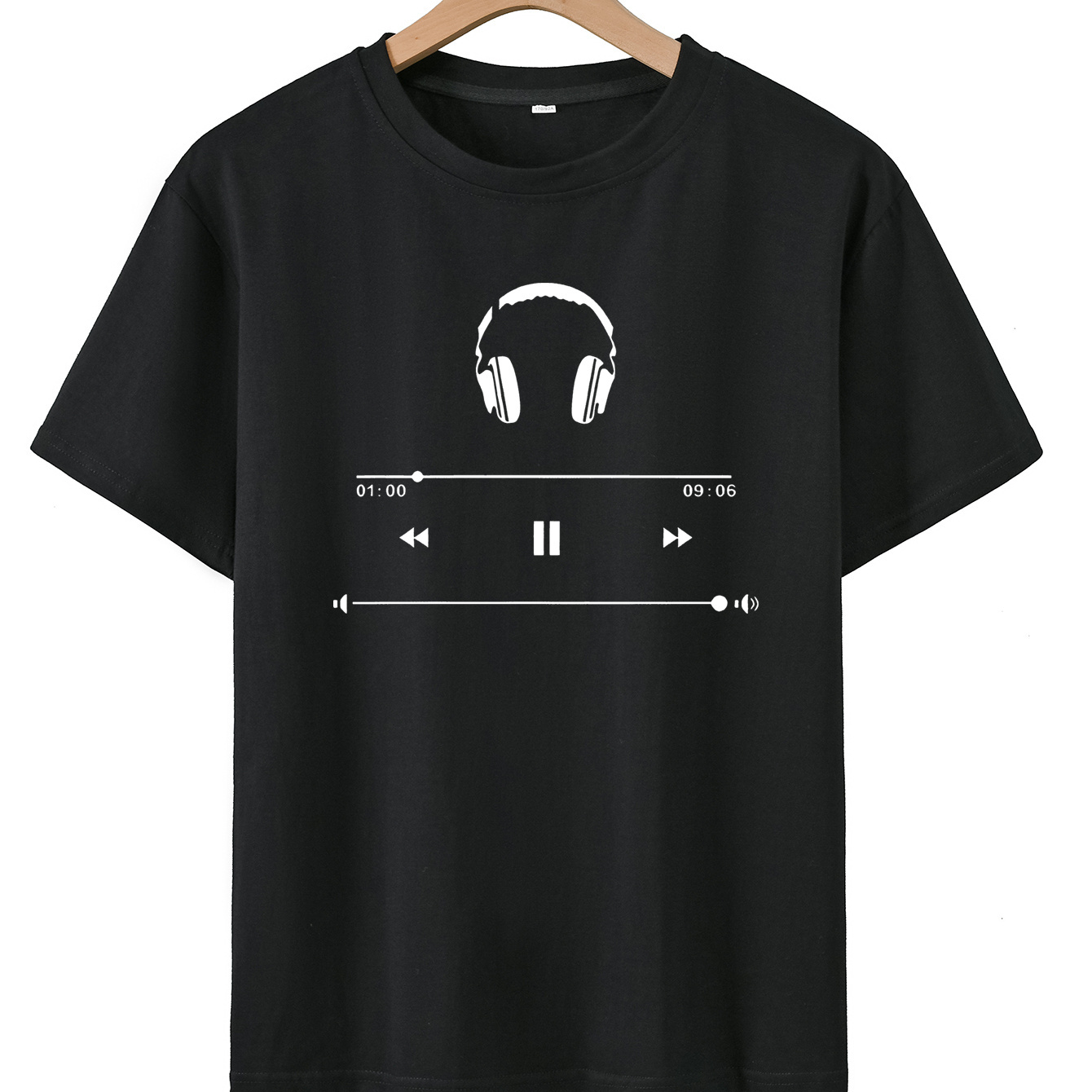

Headphone Print Boys Teen Creative T-shirt, Casual Lightweight Comfortable Short Sleeve Crew Neck Cotton T-shirt For Boys And Girls Tops Summer Kids Clothes, Gift For Teens!