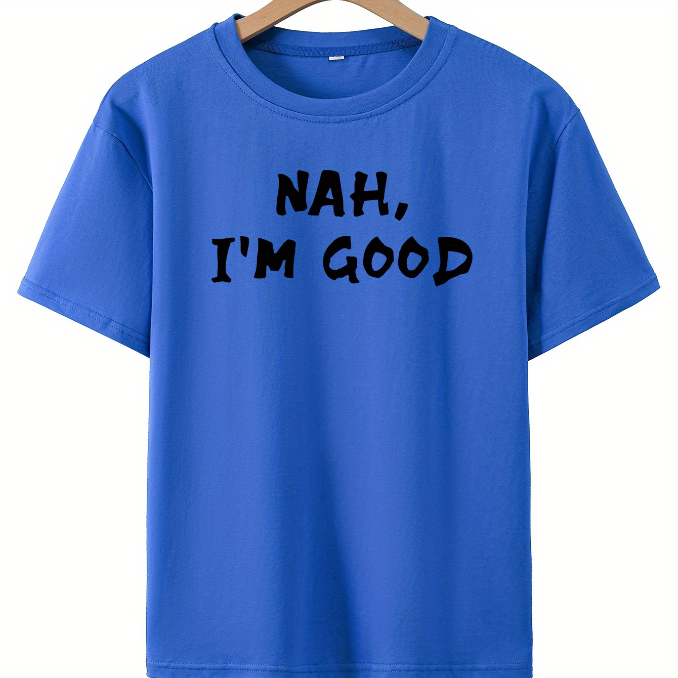 

Boys Nah I'm Good Print Casual Short Sleeve T-shirt, Cool Comfy Loose Fitting Versatile Trendy Tee Boys Summer Outfits Clothes