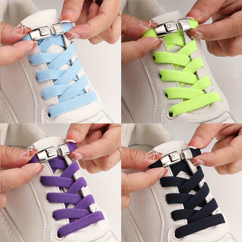 1pair Stylish Comfortable Shoelaces With Buckles For Sneakers, Lazy Shoelaces