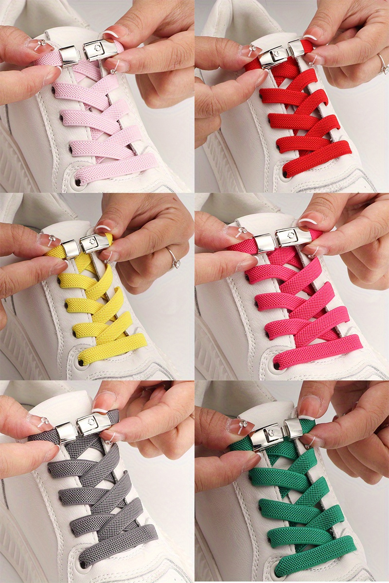 1pair Stylish Comfortable Shoelaces With Buckles For Sneakers, Lazy Shoelaces