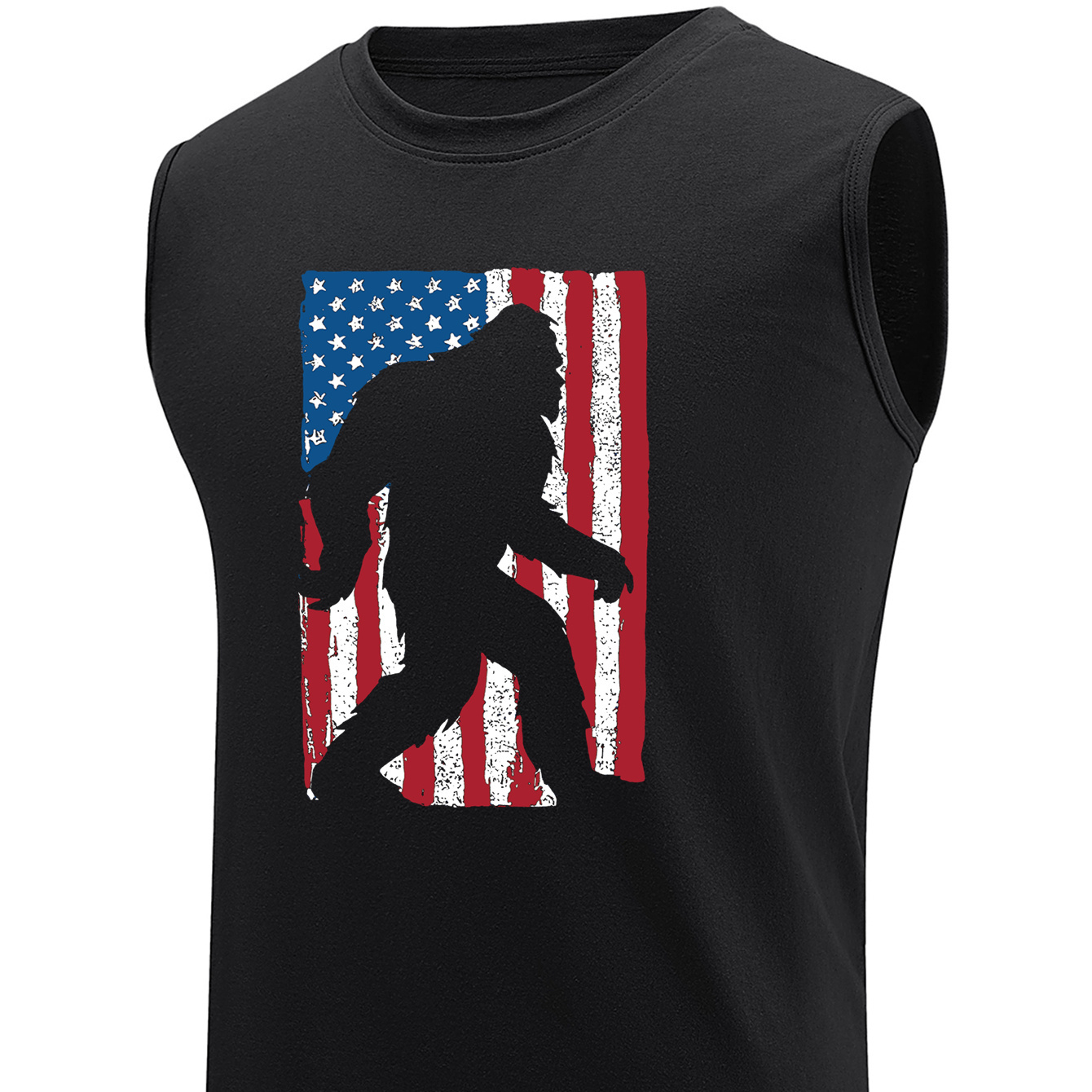 

Plus Size Men's Gorilla & Us Flag Graphic Print Tank Top, Breathable Sleeveless Tees For Sports/fitness
