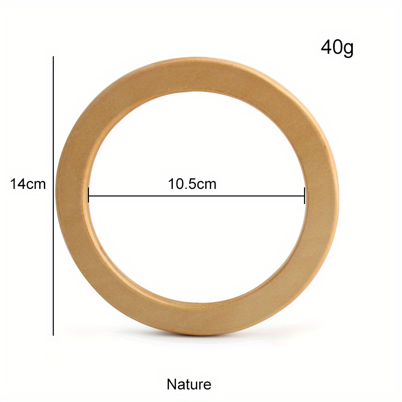 Image of 2pcs Wooden Handles For Woven Bags - 10.5x14cm Design, Perfect For Shoulder & Crossbody Beach , Round Ring, Diy Wallet Making