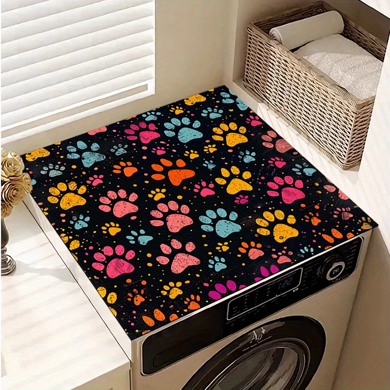 

Colorful Paw Print Washer & Dryer Mat - Non-slip, Protects Appliances, 20x24/24x24 Inches