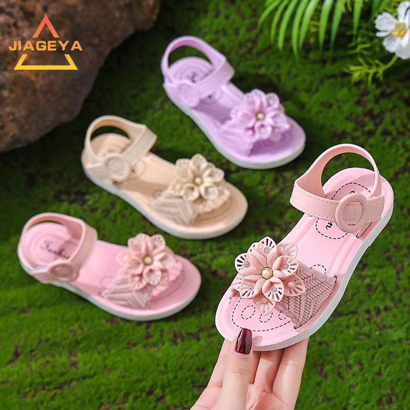 

Girls' Floral Anti-slip Sandals, Princess Beach Shoes For Toddler And Youth, Summer Outdoor Kids' Flip-flops, Parent-child Matching Slippers