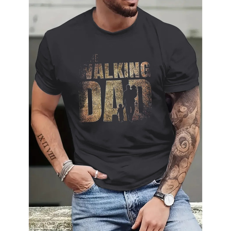 

The Walking Dad Print Tee Shirt, Tees For Men, Casual Short Sleeve T-shirt For Summer