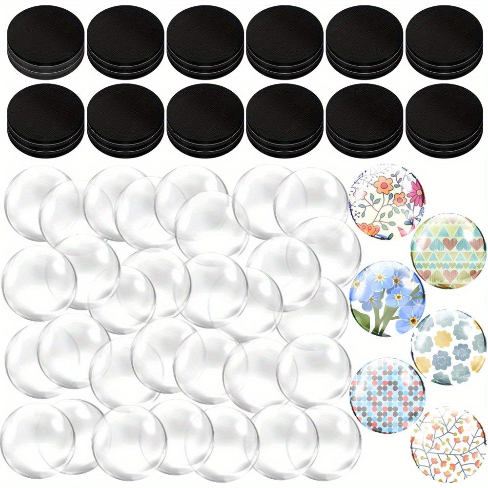 

100pcs Craft Magnet Set With Adhesive Backing And Clear Glass Cabochons For Refrigerator Magnets, Mixed Color Fantasy Theme