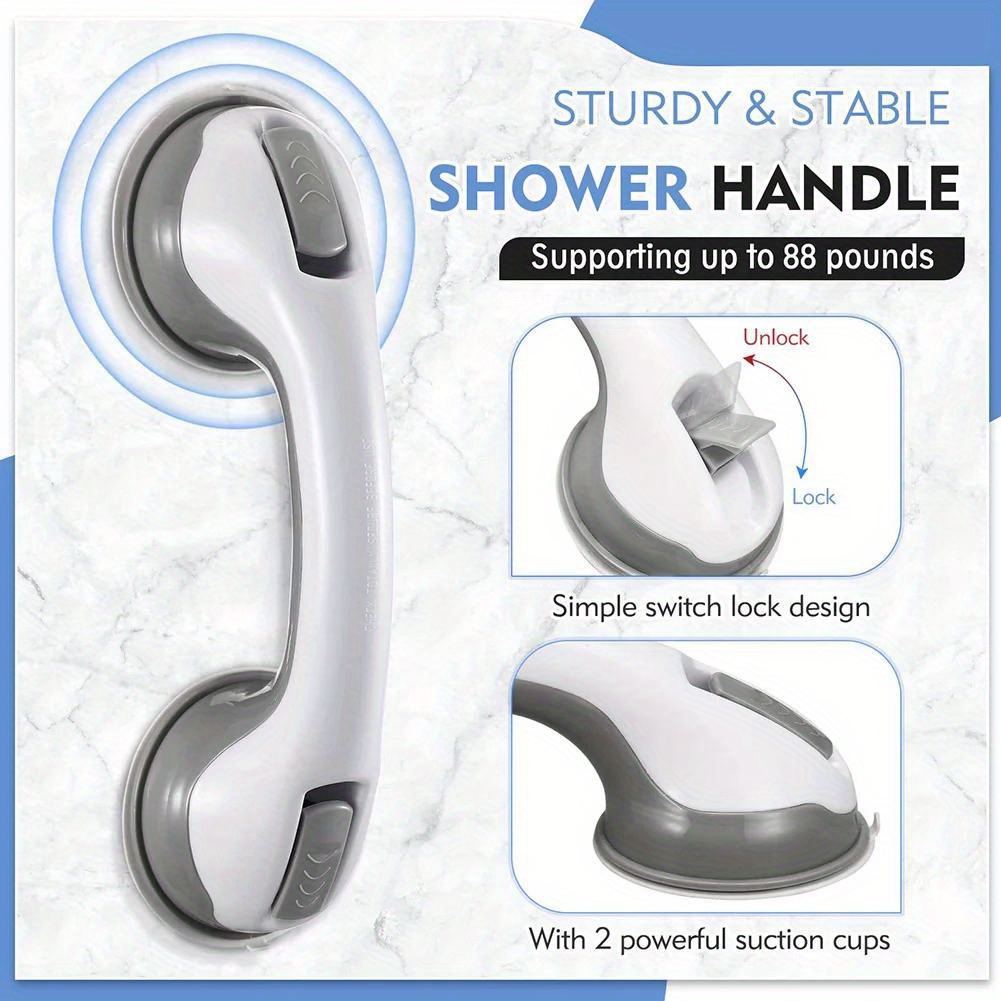 

2pc, Bathroom Safety Grab Bar With Suction Cup, 11.6 Inches Anti-slip Shower Handle, Water-resistant Handrail Support, Toilet , Easy Install Vacuum Sucker Handrail