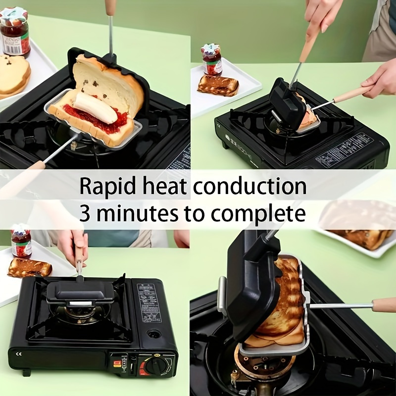 1pc rectangular double sided sandwich baking pan dual color aluminum alloy non stick stovetop toast maker kitchen cookware 11 8x5 1x2 5 1
