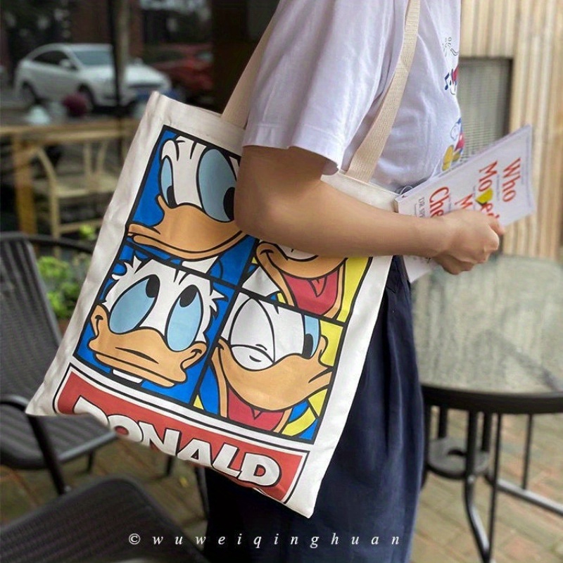 

Disney Donald Duck Print Tote Bag, Cute Cartoon Shoulder Bag, Women's Lovely Handbag For Shopping