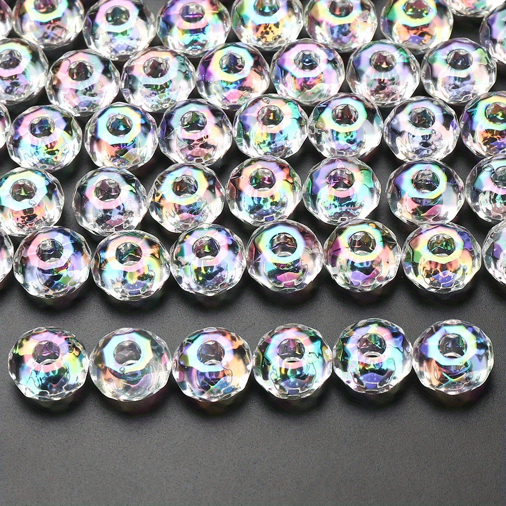 

Acrylic Beads 15mm Faceted Ab Color Large Hole Loose Spacer Beads For Jewelry Making Diy Bracelet Necklace, Pack Of 10