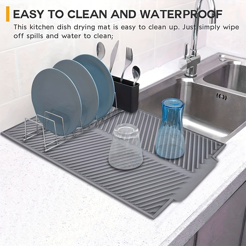 

Large Silicone Folding Dish Draining Mat - Heat Resistant, Dishwasher Safe Kitchen Pad