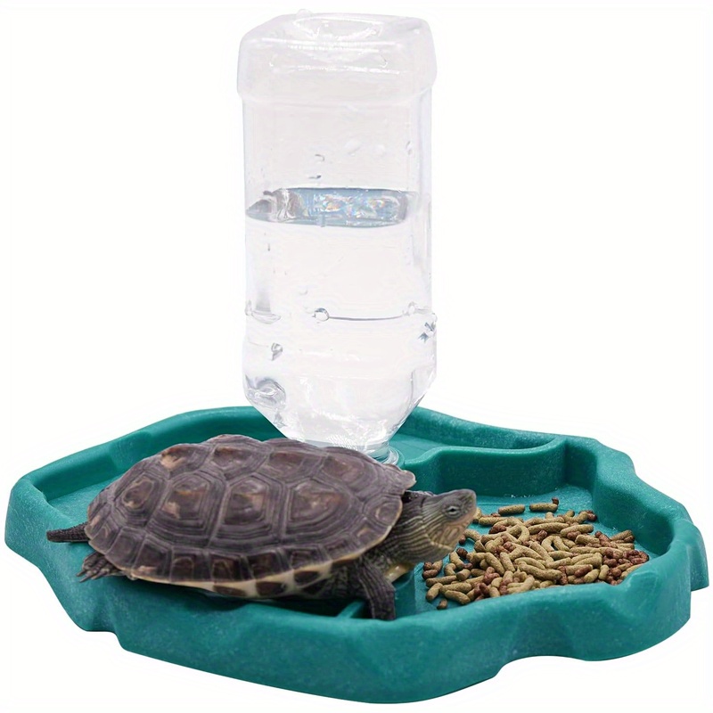 

Reptile Feeding Dispenser - 2 In 1 Automatic Water Dish & With Bottle, Large Terrarium Bowls For , Hermit Crab, Turtle, Bearded Dragon, Lizard, , Frog - Plastic Material - Blue